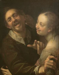 Una pareja risueña, autorretrato del artista con su esposa, 1596